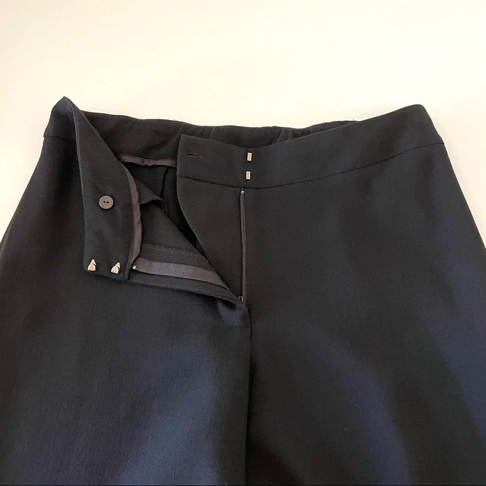 Eileen Fisher Wool Blend Relaxed Straight High Rise Pant Black Small